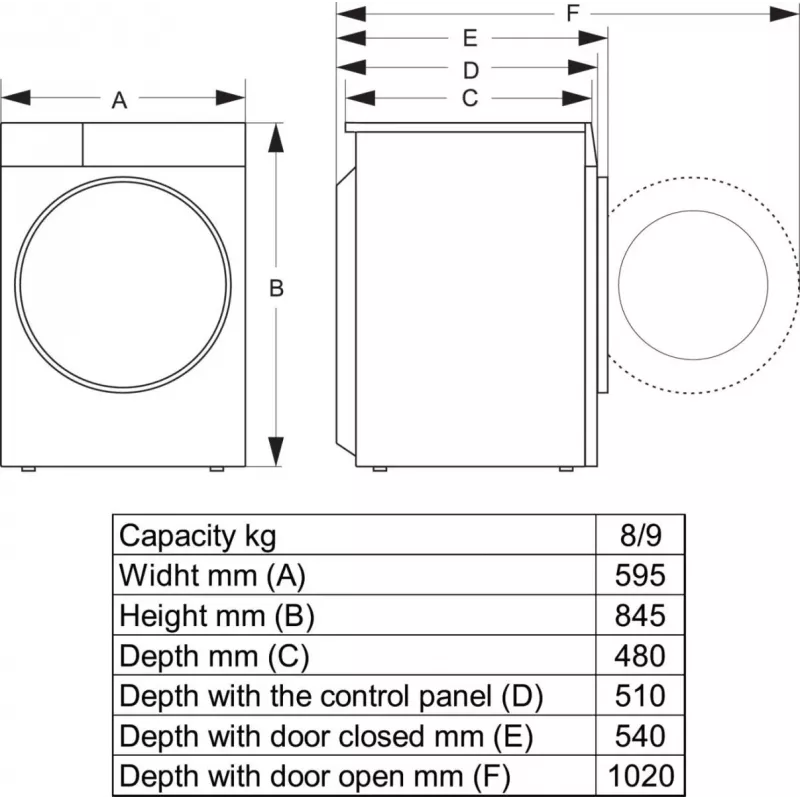 Hisense WD3S8043BB3 pesumasin-kuivati Eraldiseisev Eestlaaditav Must