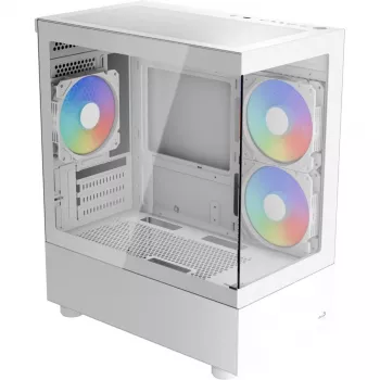 Tornarvuti korpus AEROCOOL Viewport Mini-G-WT-v4 ARGB kahe karastatud klaasiga paneeliga, valge