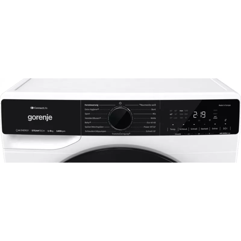 Gorenje WPNA84A2TS pesumasin eestlaetav 8 kg 1400 p/min Must, Valge