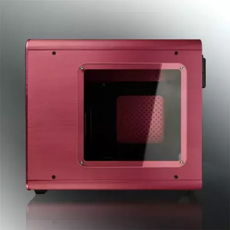 RAIJINTEK METIS PLUS minitorn arvutikorpus punane — Mini-ITX, 1x 3,5-tolline sahtel, 4x 2,5-tollist sahtlit, 120 mm ventilaatorid