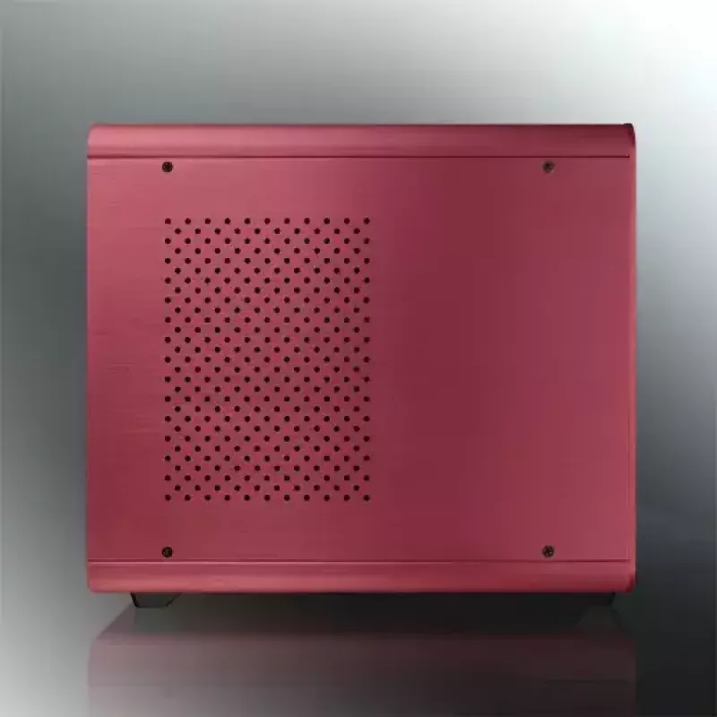 RAIJINTEK METIS PLUS minitorn arvutikorpus punane — Mini-ITX, 1x 3,5-tolline sahtel, 4x 2,5-tollist sahtlit, 120 mm ventilaatorid