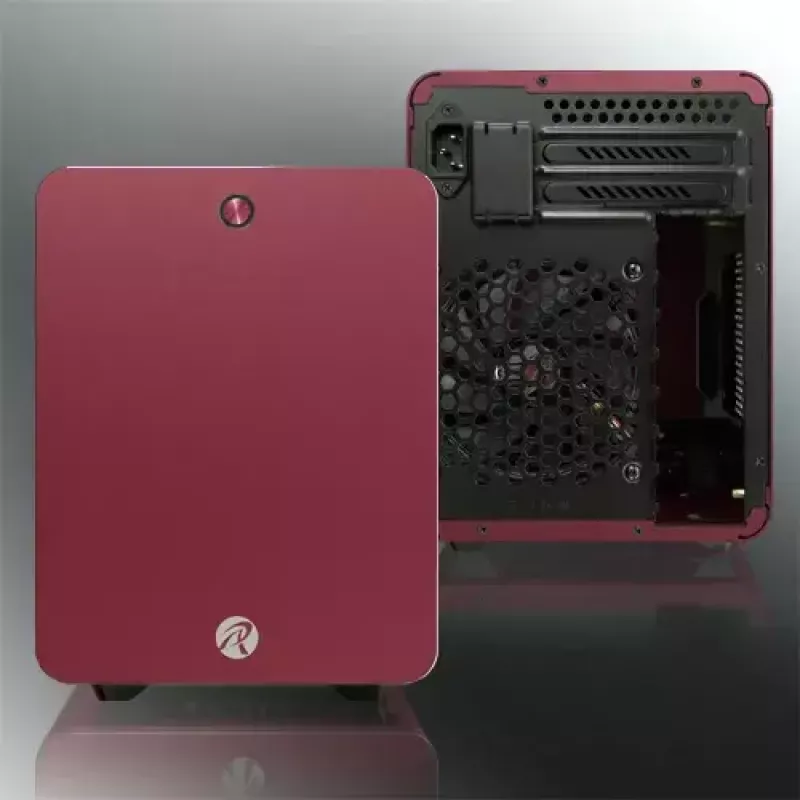 RAIJINTEK METIS PLUS minitorn arvutikorpus punane — Mini-ITX, 1x 3,5-tolline sahtel, 4x 2,5-tollist sahtlit, 120 mm ventilaatorid