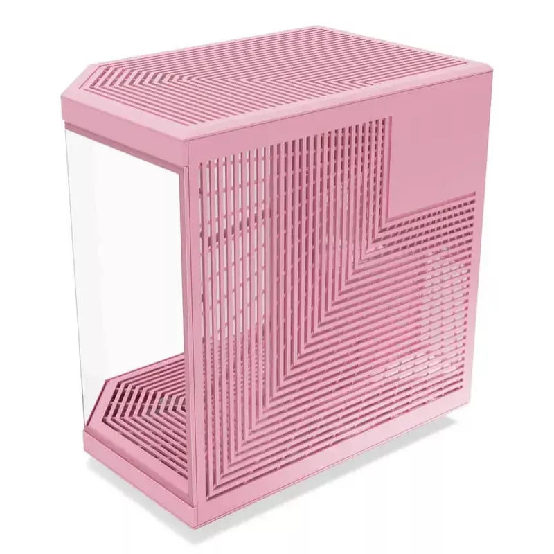 HYTE Y70 Milk Midi Tower PC korpus, roosa — toetab 120/140 mm ventilaatoreid, 2,5 tolliseid ja 3,5 tolliseid draive, alumine toiteplokk, 320×470×470 mm