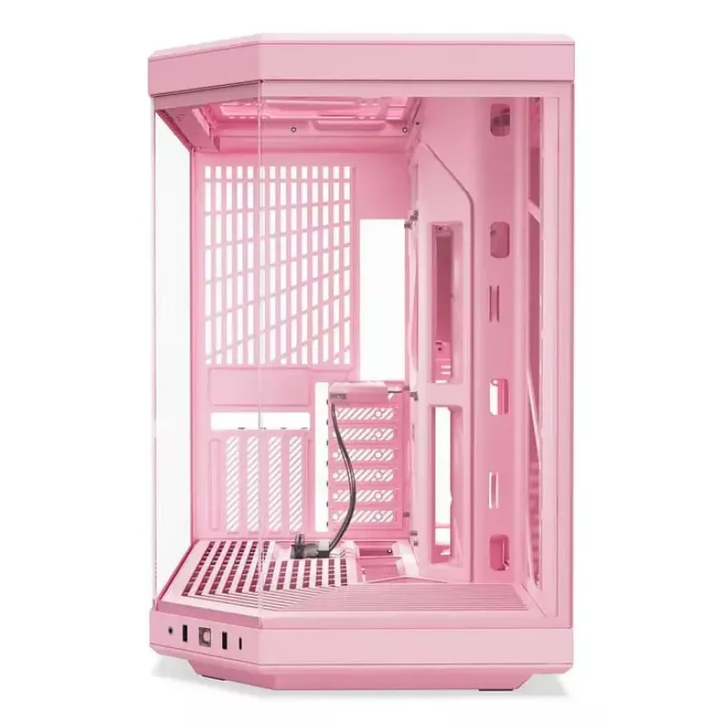 HYTE Y70 Milk Midi Tower PC korpus, roosa — toetab 120/140 mm ventilaatoreid, 2,5 tolliseid ja 3,5 tolliseid draive, alumine toiteplokk, 320×470×470 mm
