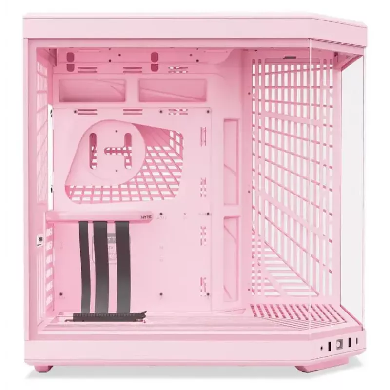 HYTE Y70 Milk Midi Tower PC korpus, roosa — toetab 120/140 mm ventilaatoreid, 2,5 tolliseid ja 3,5 tolliseid draive, alumine toiteplokk, 320×470×470 mm