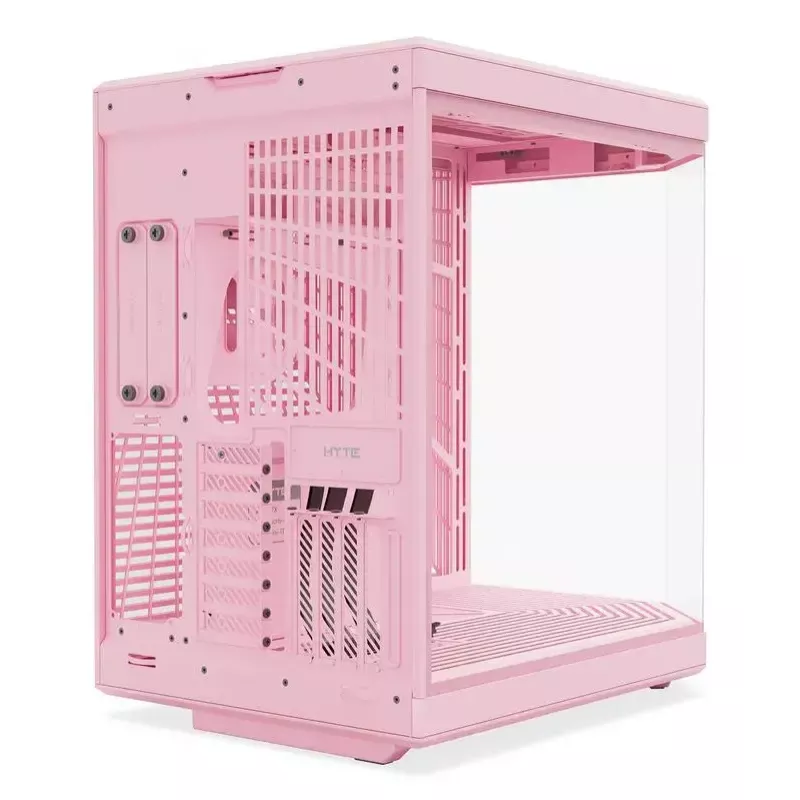 HYTE Y70 Milk Midi Tower PC korpus, roosa — toetab 120/140 mm ventilaatoreid, 2,5 tolliseid ja 3,5 tolliseid draive, alumine toiteplokk, 320×470×470 mm