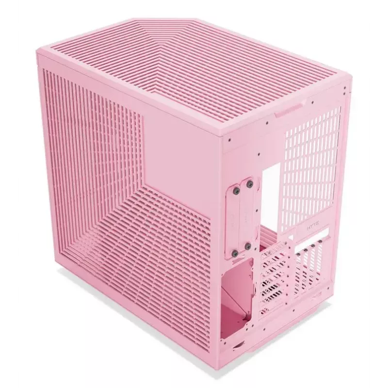 HYTE Y70 Milk Midi Tower PC korpus, roosa — toetab 120/140 mm ventilaatoreid, 2,5 tolliseid ja 3,5 tolliseid draive, alumine toiteplokk, 320×470×470 mm