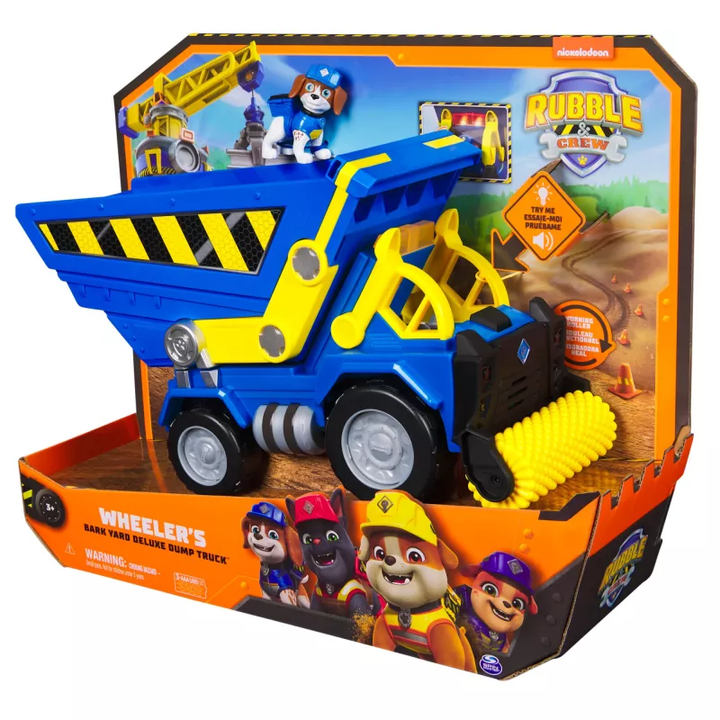 Rubble & Crew , Bark Yard Deluxe Dump Truck ehitusmasin tulede, helide ja Wheeleri tegelaskujuga, lastele mõeldud mänguasjad poistele ja tüdrukutele alates 3. eluaastast
