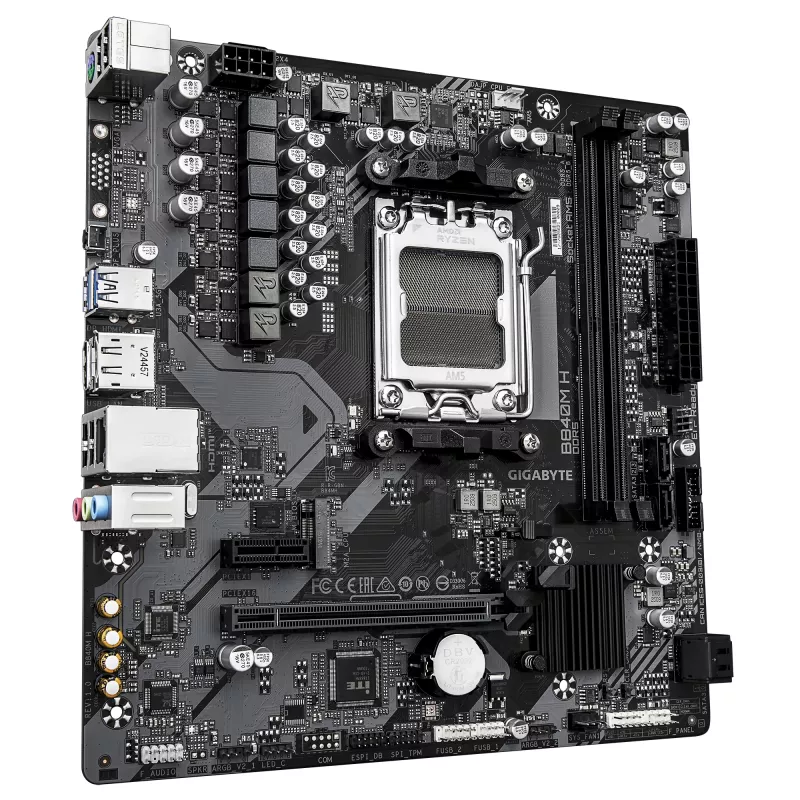 GIGABYTE B840M H emaplaat - AMD Ryzen 9000 protsessorid, 5+2+2 faasiga VRM, kuni 7200 MHz DDR5 (OC), 1x PCIe 4.0 M.2, 1 GbE LAN, USB 3.2 Gen 1