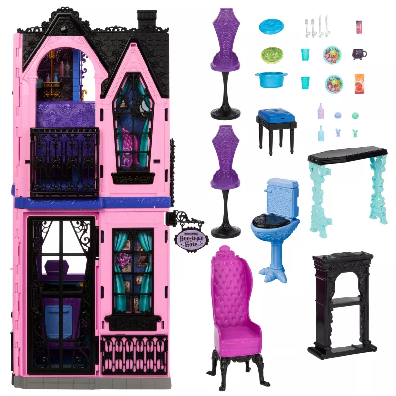 Monster High Boo-tique Hotell Nukumaja, kus igas toas peitub õudseid üllatusi ja kaasas 13+ tarvikut