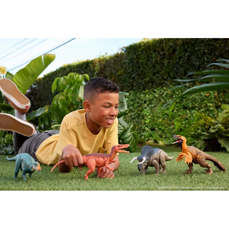 Jurassic World Rebirth Wild Roar Abelisaurus Dinosaur Toy, Tail Controlled Attack Chomp & Sound
