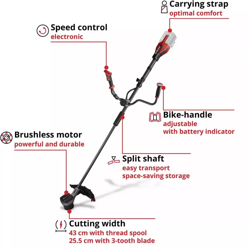 Juhtmeta vikat EINHELL Professional GP-BC 36/430 Li BL-Solo — 36V (2x18V), 430 mm lõikelaius, ainult seade