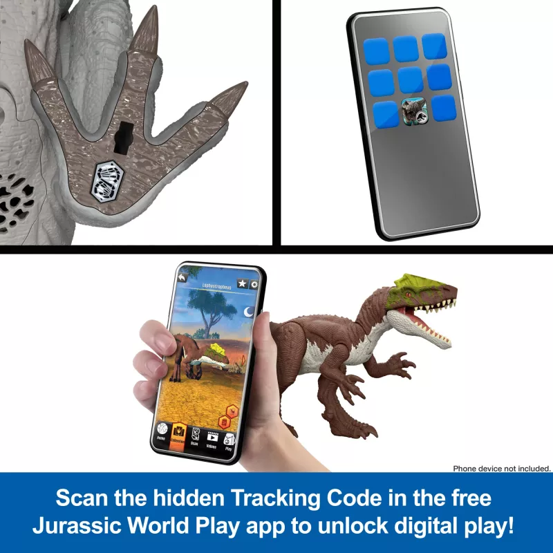 Jurassic World Rebirth Wild Roar Aucasaurus Dinosaur Toy, Tail Controlled Attack Chomp & Sound