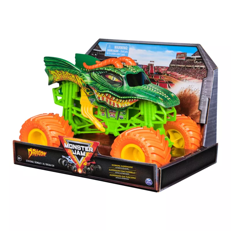 Monster Jam , ametlik Dragon Monster Truck, kogumisväärne die-cast sõiduk, mõõtkavas 1:24, laste mänguasjad poistele ja tüdrukutele alates 3. eluaastast