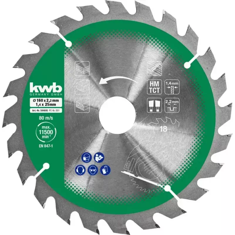 Ümmarguste saeketaste komplekt Einhell-KWB 584795, Ø165 mm, ava 20 mm, 3 tk puitlaastplaadile, lehtpuule, vineerile, plastile, okaspuule