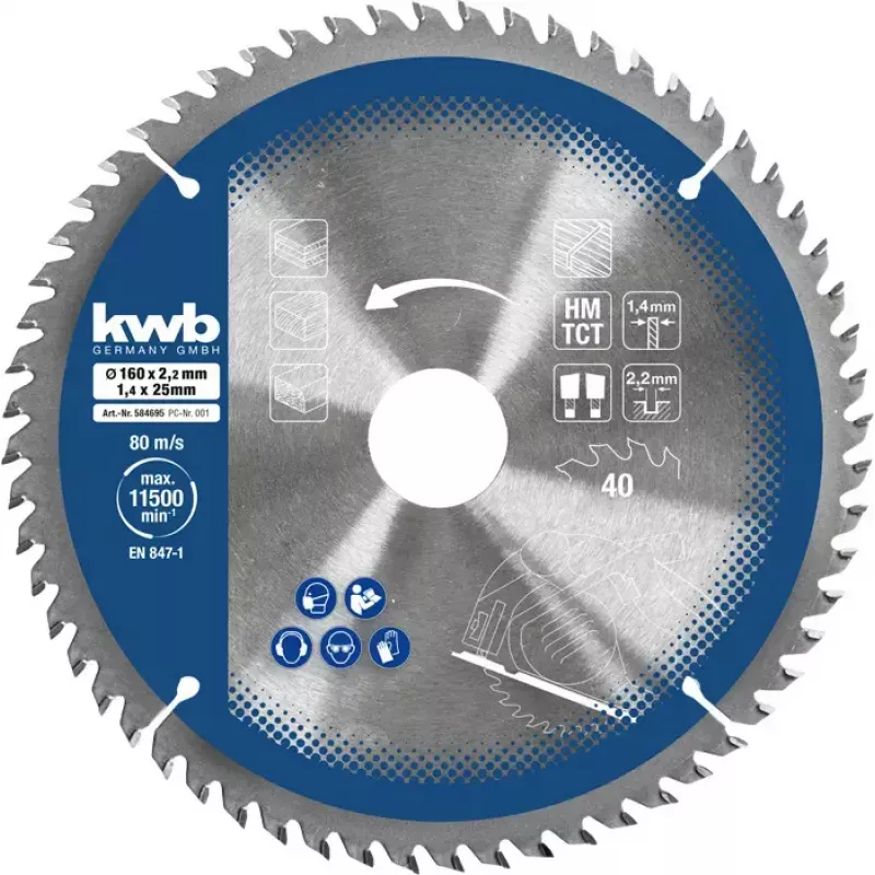 Ümmarguste saeketaste komplekt Einhell-KWB 584795, Ø165 mm, ava 20 mm, 3 tk puitlaastplaadile, lehtpuule, vineerile, plastile, okaspuule