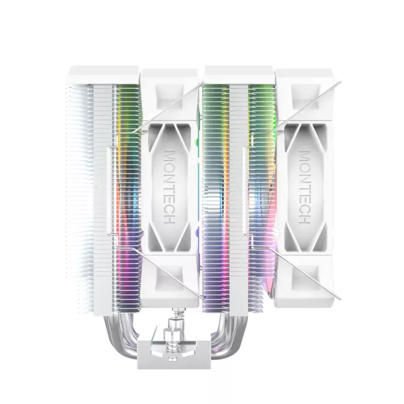 Õhk-CPU-jahuti Montech NX600 ARGB 120 mm ventilaator, Valge, 800–2000 RPM, Hüdrodünaamiline laager, toetab AM4/AM5/LGA115x/1200/1700