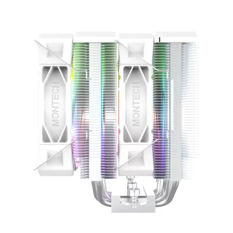 Õhk-CPU-jahuti Montech NX600 ARGB 120 mm ventilaator, Valge, 800–2000 RPM, Hüdrodünaamiline laager, toetab AM4/AM5/LGA115x/1200/1700