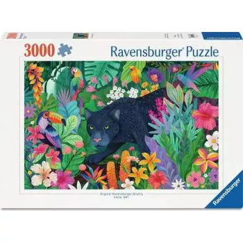 Pusle Ravensburger Panther in the Blooming Jungle — 3000 tk, suureformaadiline vabaajapusle