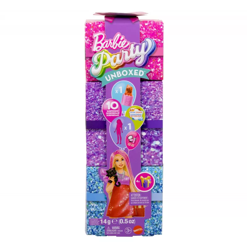 Barbie Party Unboxed Glam Party Series Red Sparkle nukk ja aksessuaarid 10 üllatusega