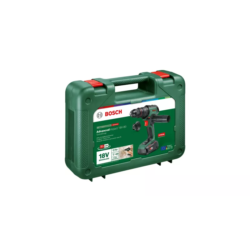 Bosch AdvancedImpact 18V-80 QuickSnap 1950 RPM võtmeta padrun 890 g Must, Roheline