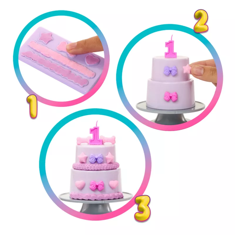Barbie Party Unboxed Pet Birthday Series nukk ja tarvikud, Birthday Bows komplekt 10 üllatusega