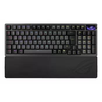 Mehaaniline mänguklaviatuur ASUS ROG Azoth 96 HE — 96% QWERTZ, USB + RF juhtmevaba + Bluetooth, magnet-mehaanilised lülitid, RGB, must