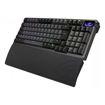 Mehaaniline mänguklaviatuur ASUS ROG Azoth 96 HE — 96% QWERTZ, USB + RF juhtmevaba + Bluetooth, magnet-mehaanilised lülitid, RGB, must