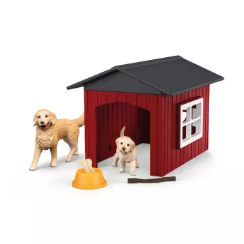 Animal Schleich FARM WORLD Dog Kennel with Golden Retriever