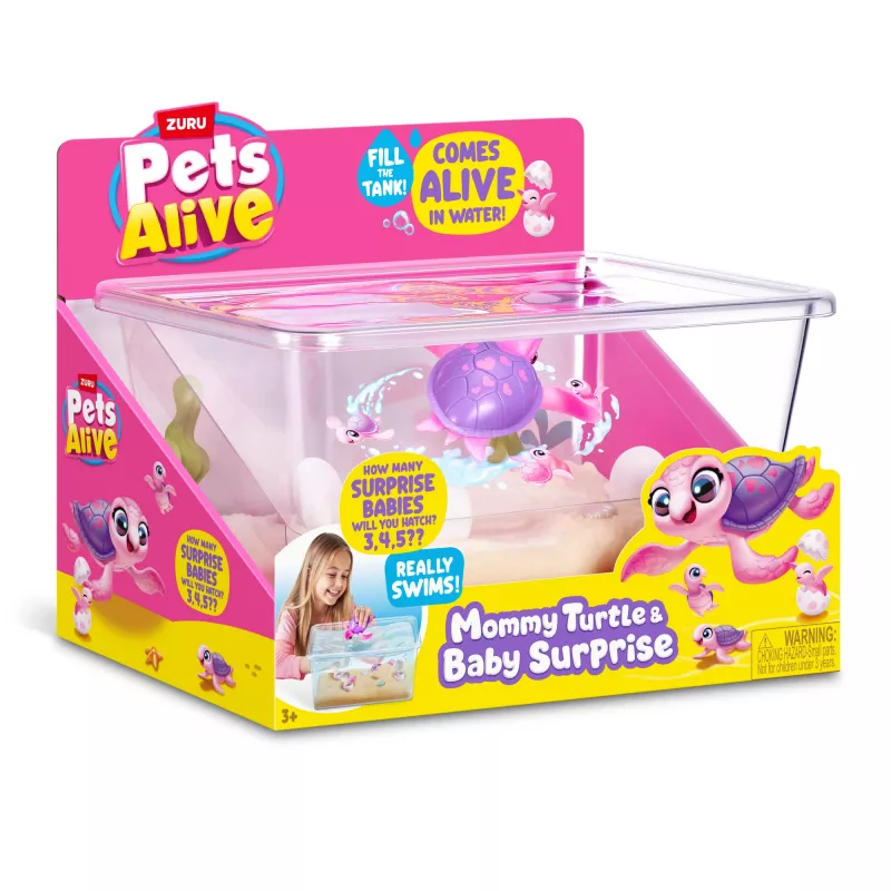 Zuru Pets Alive Mommy Turtle Surprise interaktiivne mänguasi, mitmevärviline, LR44 patarei