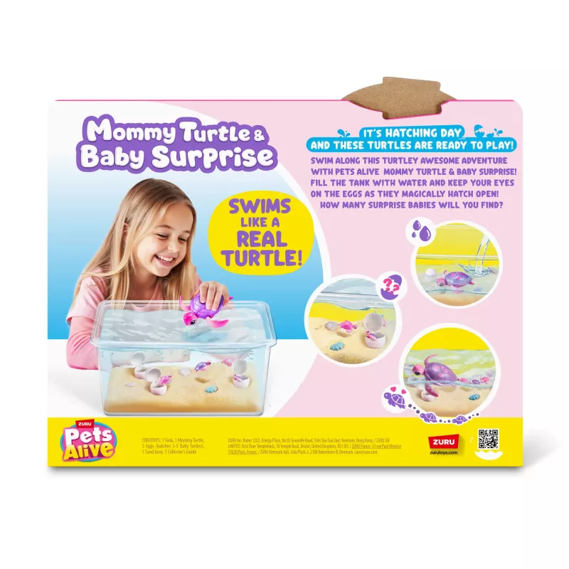 Zuru Pets Alive Mommy Turtle Surprise interaktiivne mänguasi, mitmevärviline, LR44 patarei