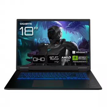 GIGABYTE GAMING A18 3VHK3DEC64SH sülearvuti AMD Ryzen™ 7 260 45.7 cm (18 tolli) WQXGA 32 GB DDR5-SDRAM 1 TB SSD NVIDIA GeForce RTX 5060 Wi-Fi 6E (802.11ax) Windows 11 Home Must