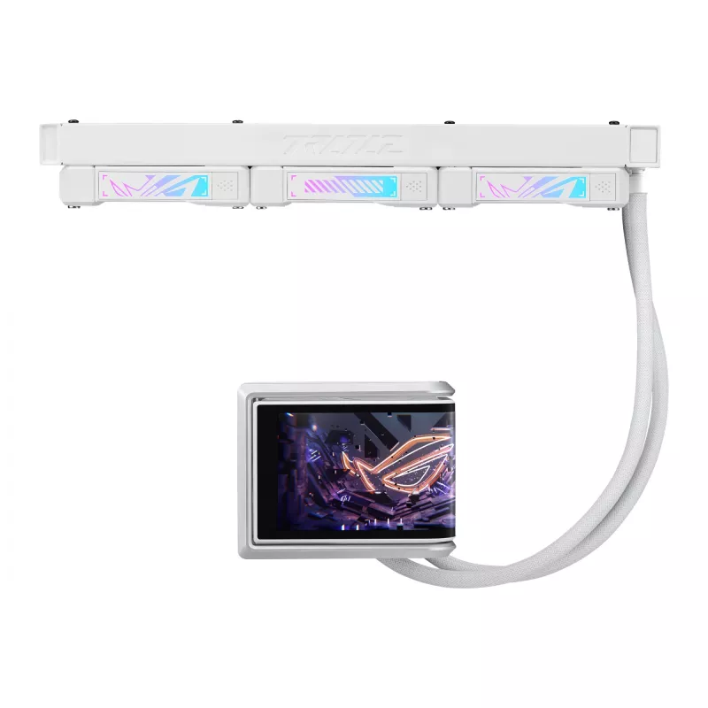 Universaalne vedelikjahuti ASUS ROG RYUO IV 360 ARGB WHT — 360 mm radiaator, 120 mm ventilaatorid, valge