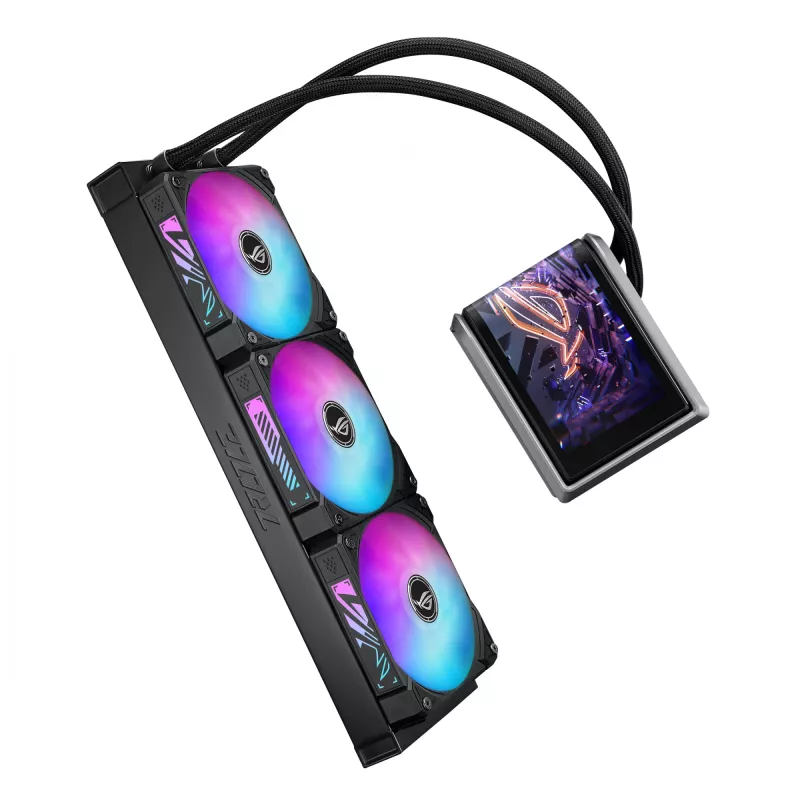 Vedelikjahutussüsteem ASUS ROG RYUO IV 360 ARGB — 360 mm radiaator, 120 mm ventilaatorid, Must