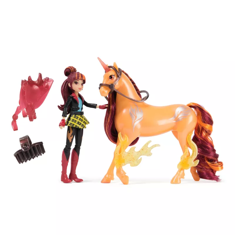 Unicorn Academy, Valentina & Cinder Sõpruse Jõu komplekt, Lihavõttekinkide idee, Nukud ja ükssarviku mänguasjad, Sisaldab poolläbipaistvat sadulat ja 2 võlujõu aksessuaari