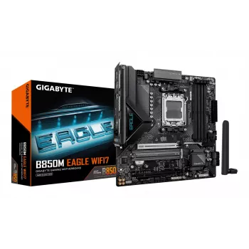 Emaplaat GIGABYTE B850M EAGLE WIFI7 — Micro ATX, Socket AM5, AMD B850, DDR5 kuni 8200MHz (O.C.), 4 DIMM, PCIe 5.0, Wi‑Fi 7, 2.5 GbE