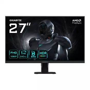 GIGABYTE GS27F2 27-tolline FHD mängurimonitor - 1920 x 1080, 240 Hz, 1 ms, 300 cd/m², FreeSync, HDR-valmis, HDMI 2.0, DisplayPort 1.4