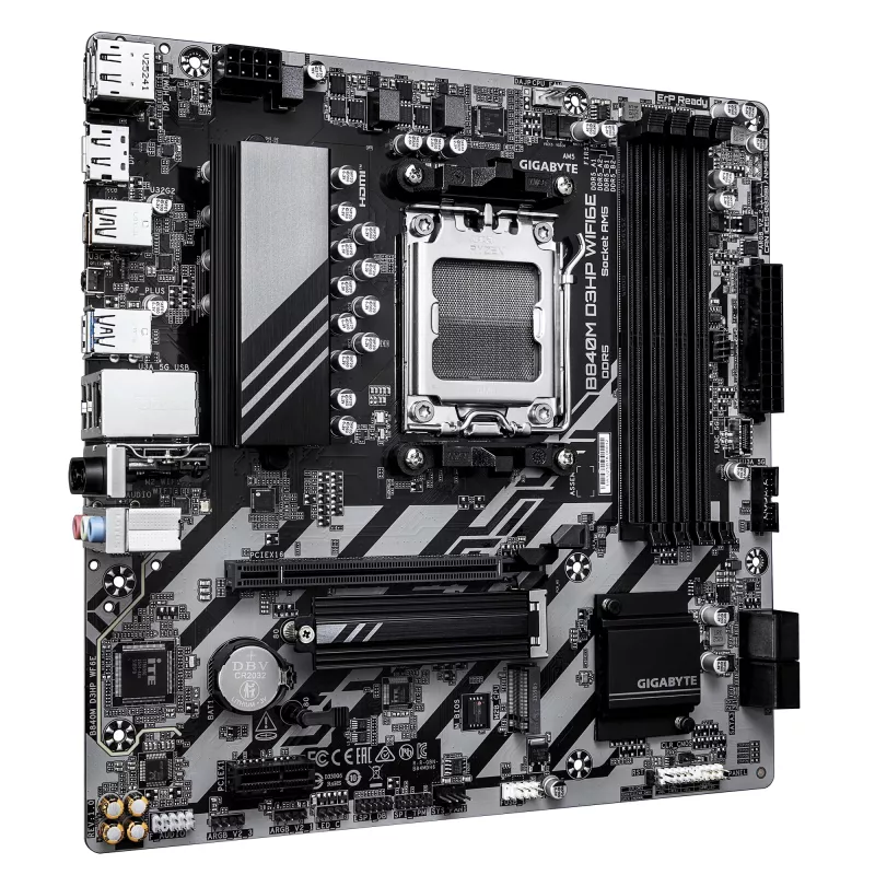 GIGABYTE B840M D3HP WIFI6E Micro ATX emaplaat — AMD Socket AM5, B840, 4x DDR5 kuni 8200MHz OC, 2x PCIe 4.0 M.2, Wi‑Fi 6E, 1GbE