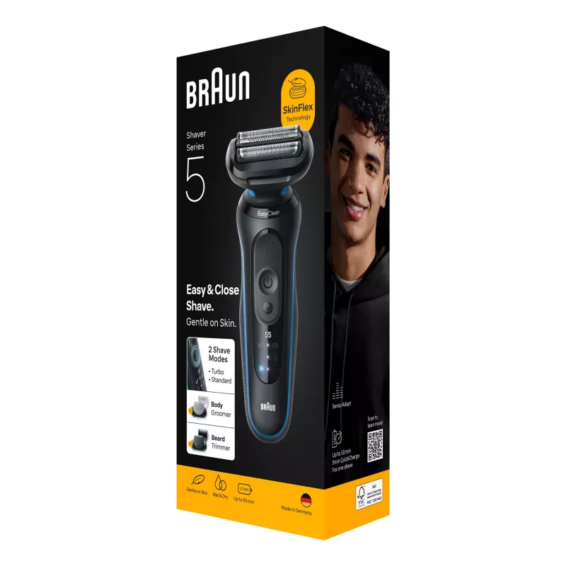 Fooliumpardel BRAUN Series 5 52-B1650S — 3-terane, liitiumioonaku, märg ja kuiv raseerimine, trimmer, sinine