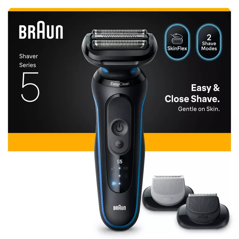 Fooliumpardel BRAUN Series 5 52-B1650S — 3-terane, liitiumioonaku, märg ja kuiv raseerimine, trimmer, sinine