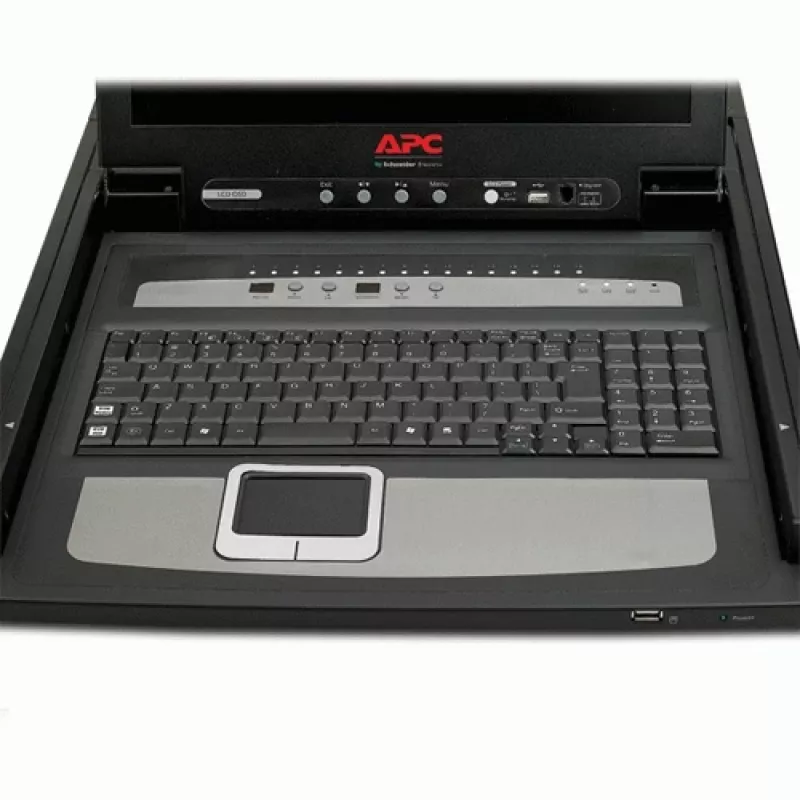 APC 17-tolline raami LCD-konsool integreeritud 16-pordilise analoog-KVM-lülitiga