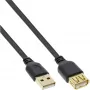 InLine USB 2.0 lame kaabel, tüüp A isane/emane, kullatud kontaktidega, must, 2 m