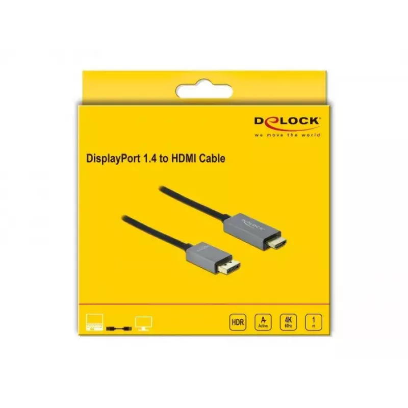 Aktiivne DisplayPort 1.4 to HDMI kaabel DeLOCK 85928 1m 4K 60Hz HDR