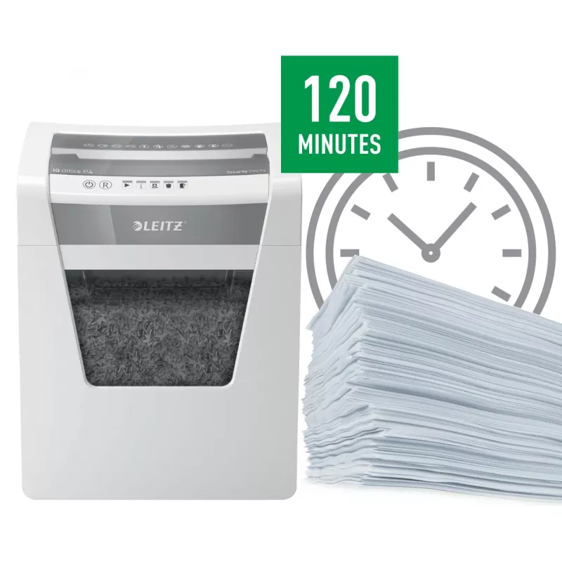Leitz IQ Office paberipurustaja P4, ristlõikus, 22,3 cm, 4 x 40 mm, 23 L, 225 lehte, 55 dB