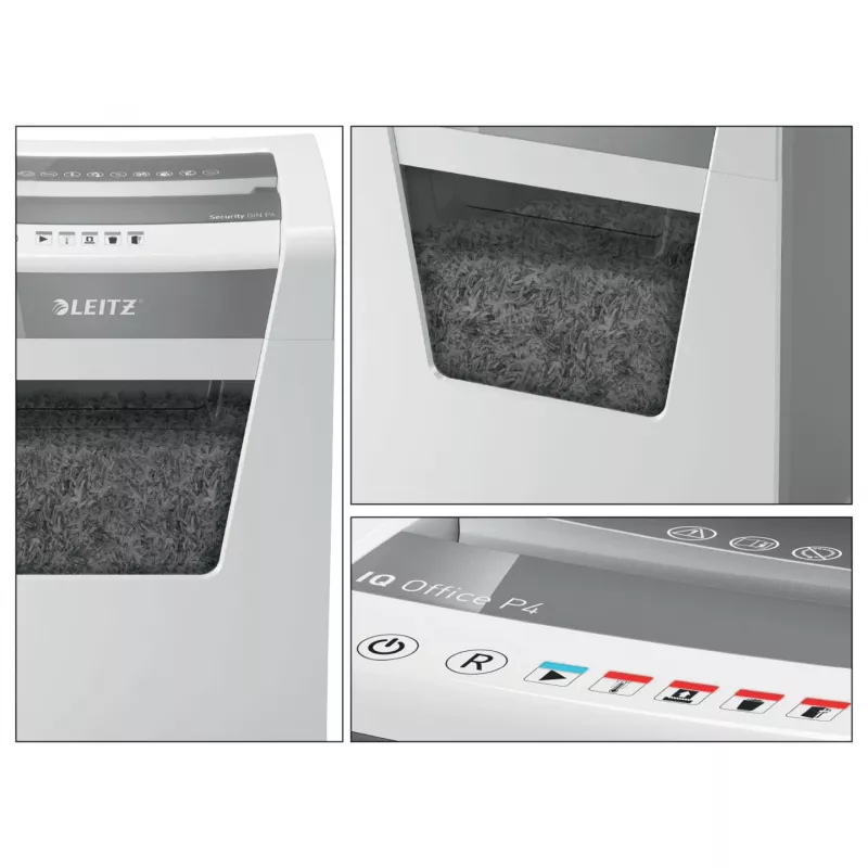 Leitz IQ Office paberipurustaja P4, ristlõikus, 22,3 cm, 4 x 40 mm, 23 L, 225 lehte, 55 dB
