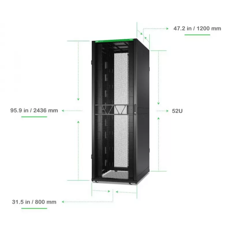 APC NetShelter SX, Serveririiuli korpus, Gen 2, 52U, 2436H x 800W x 1200D mm, külgedega, must