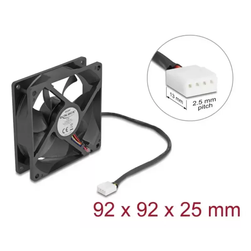 Ventilaator DeLOCK 67302 9,2 cm Must kuullaager
