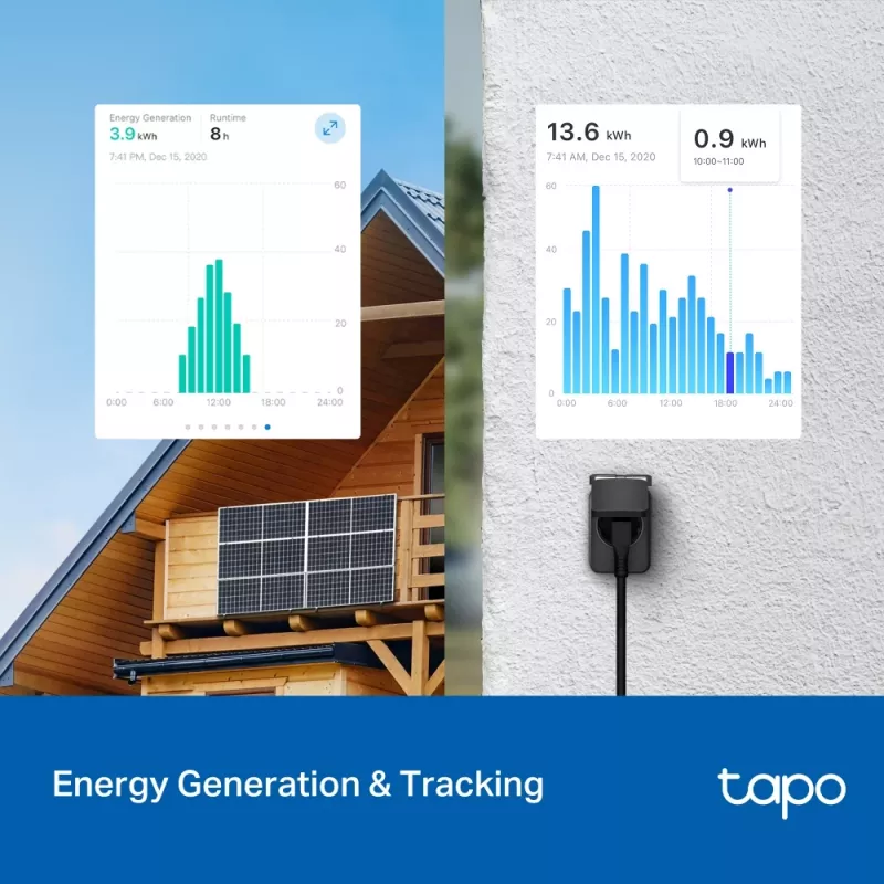 TP-Link Tapo P410M nutipistik — välistingimustes kasutatav Wi‑Fi pistikupesa, 3680 W, 200–250 V, must