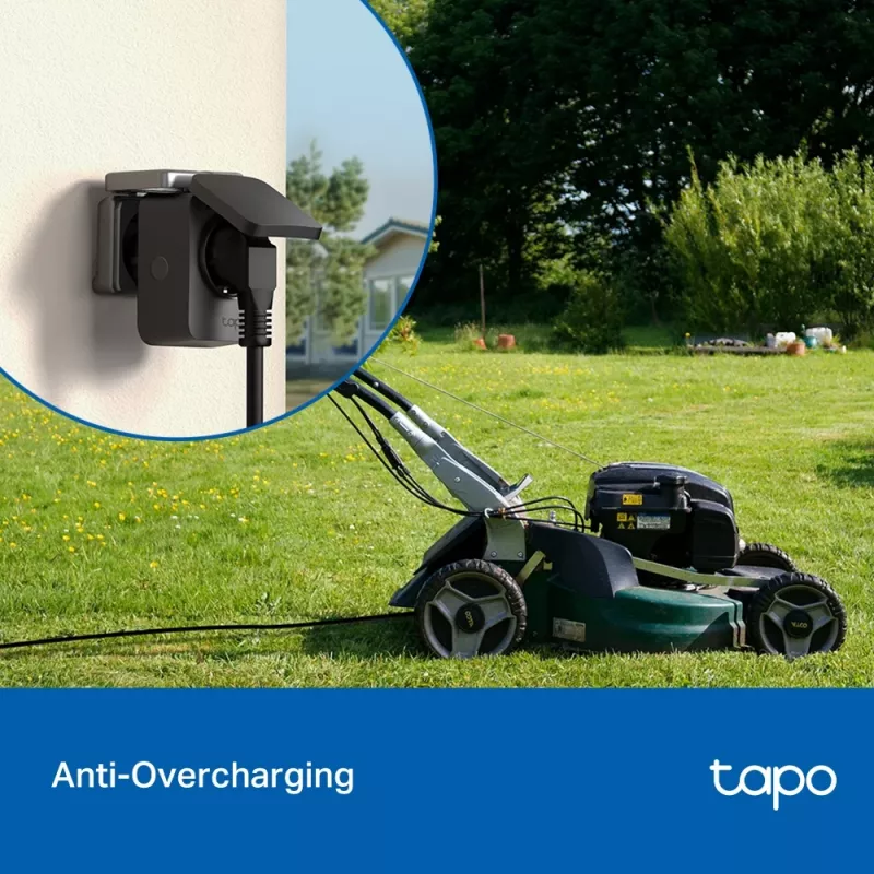 TP-Link Tapo P410M nutipistik — välistingimustes kasutatav Wi‑Fi pistikupesa, 3680 W, 200–250 V, must