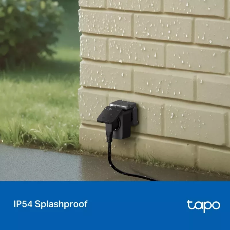 TP-Link Tapo P410M nutipistik — välistingimustes kasutatav Wi‑Fi pistikupesa, 3680 W, 200–250 V, must